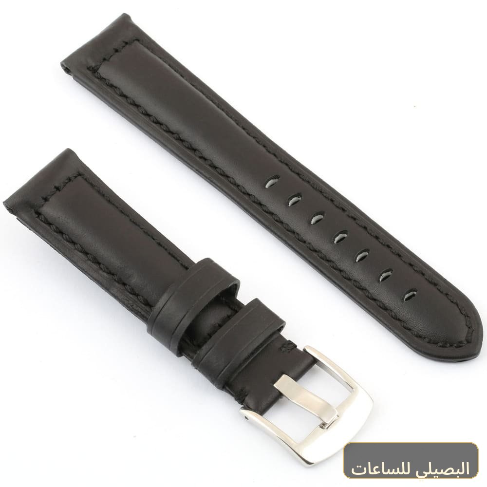 استيك ساعة بلون اسود من الجلد
