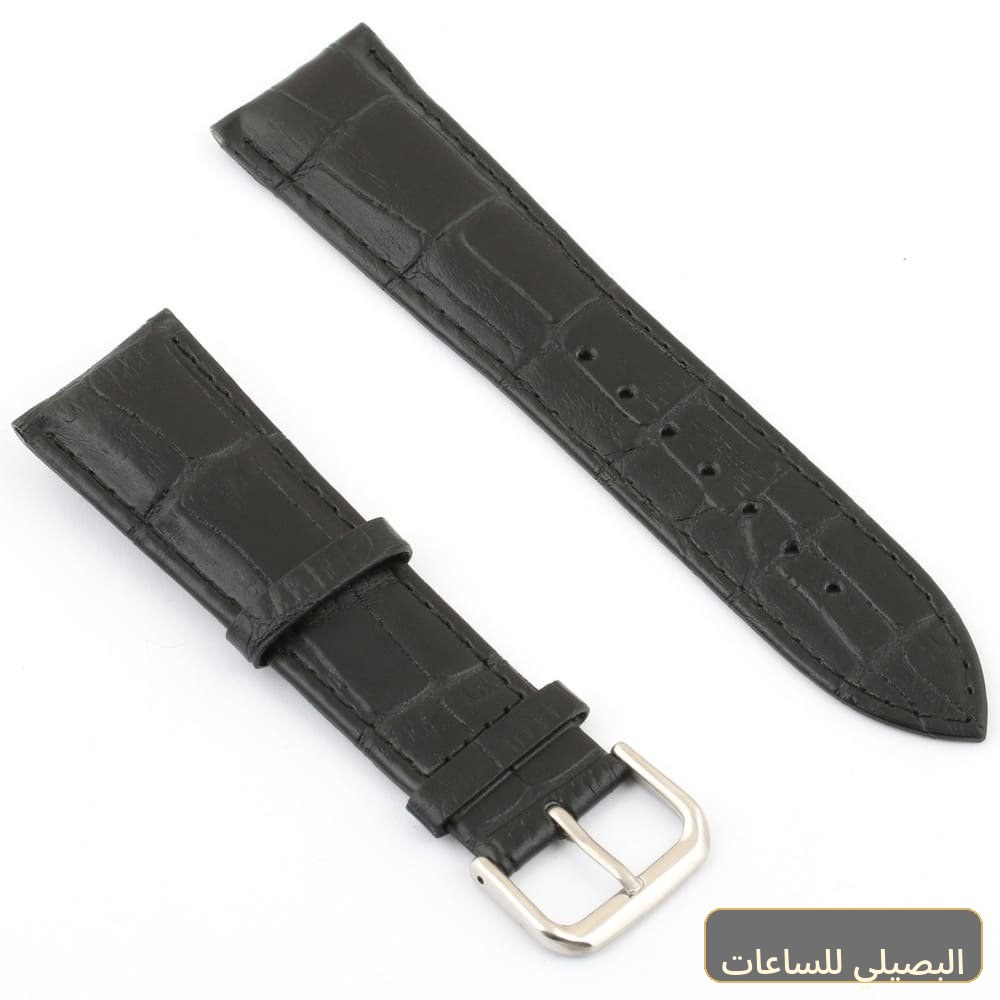 استيك ساعة بلون اسود من الجلد