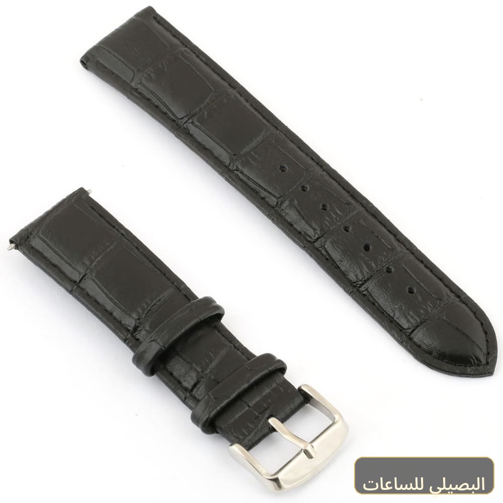 استيك ساعة بلون اسود من الجلد