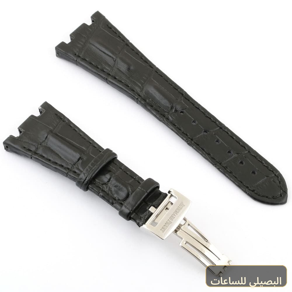 [71ccd81b0da8] استيك ساعة اوديمار بيجيه بلون اسود من الجلد مزود بابزيم