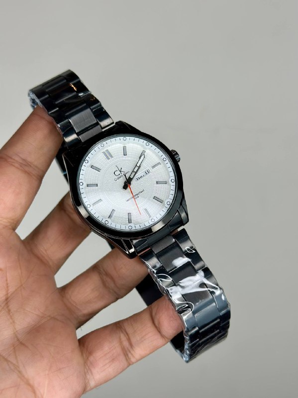 [TG-24632-dfd3d410] ساعة رجالي معدن أسود مينا بيضاء