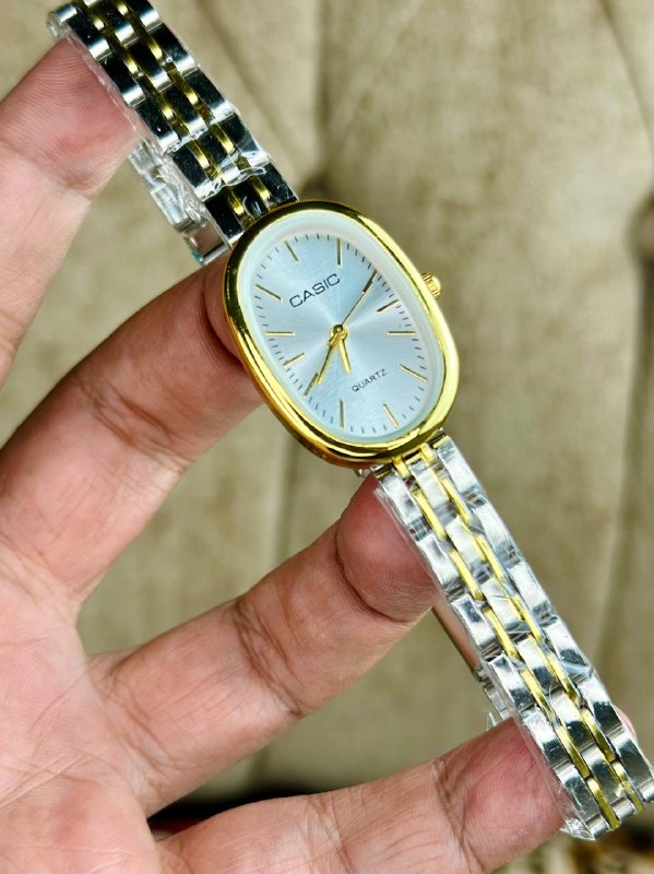 [TG-25028-d79f8dcf] ساعة كاسيو حريمي معدن ذهبي وفضي