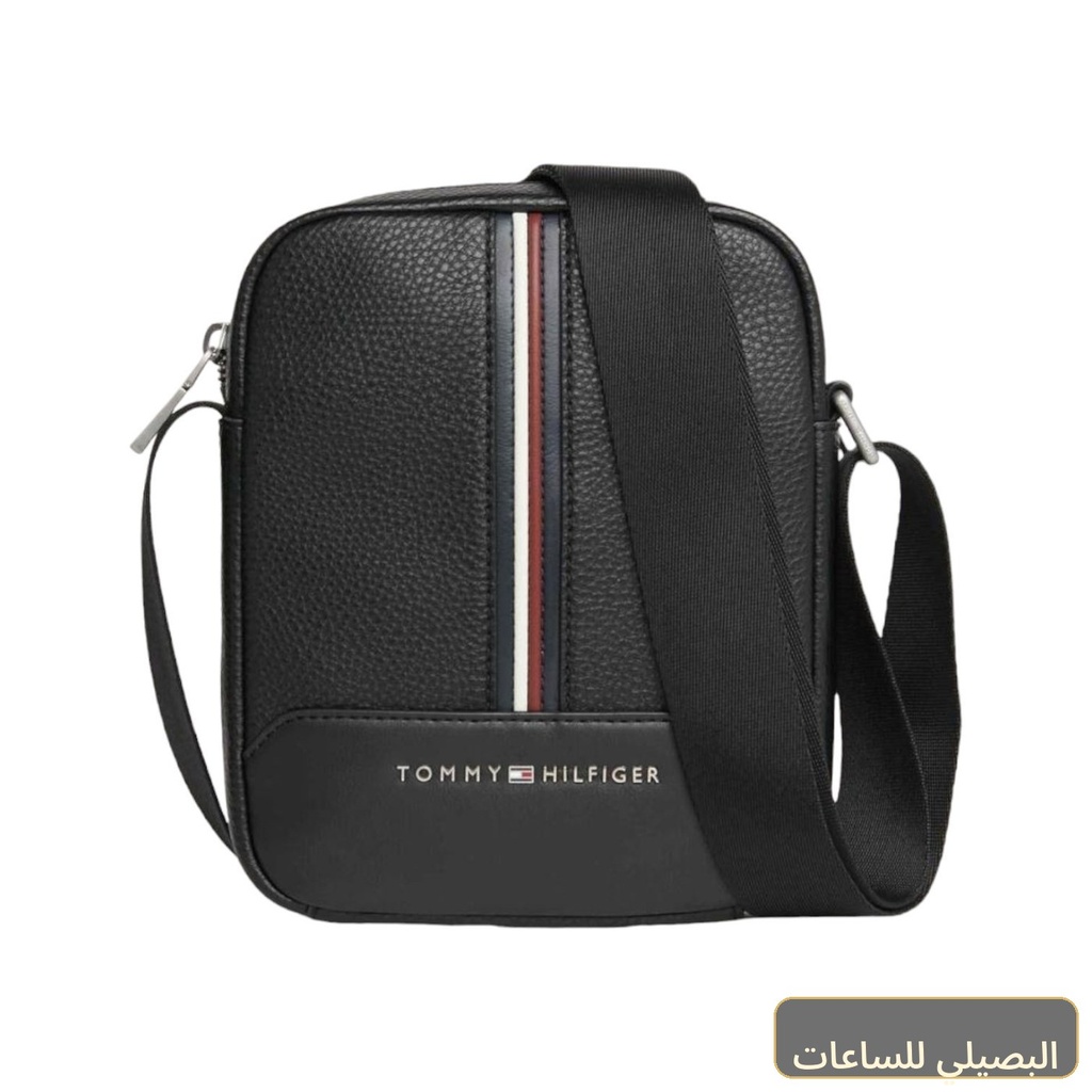 شنطة كروس تومي هيلفيغير رجالي جلد باللون الأسود