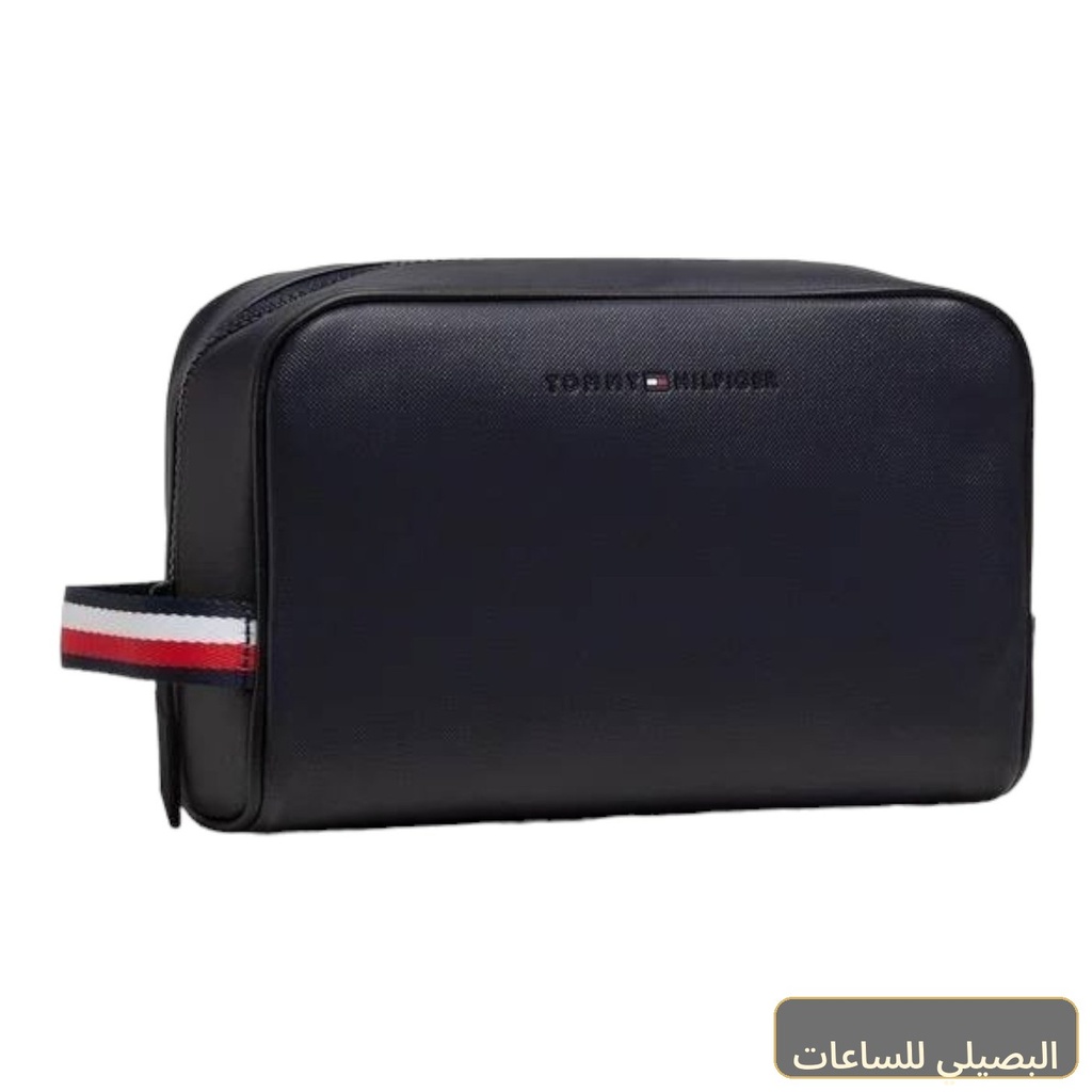 شنطة يد تومي هيلفغير رجالي كحلي بملمس بارز