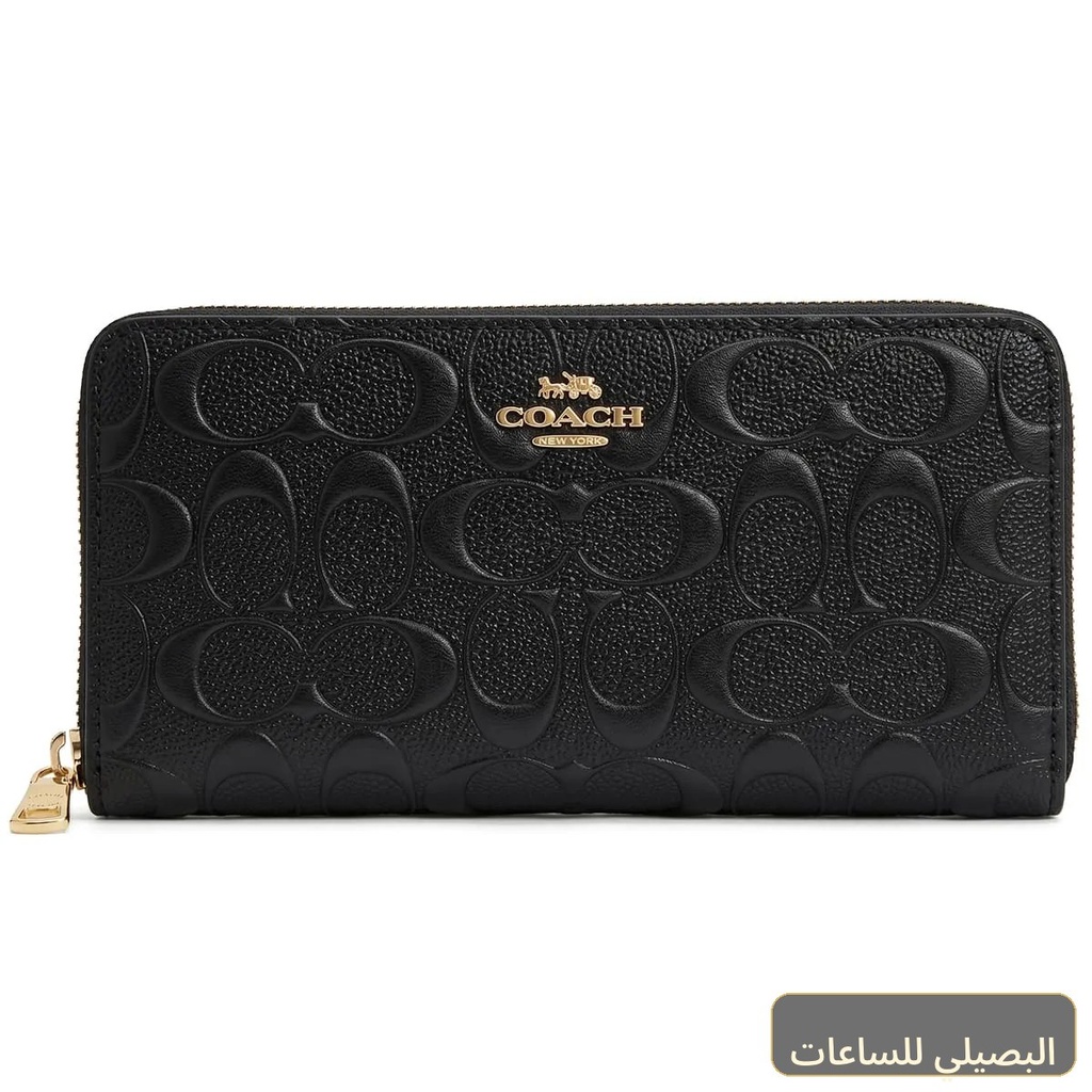 محفظة كوتش النسائية جلد أسود بسحاب موديل F53834