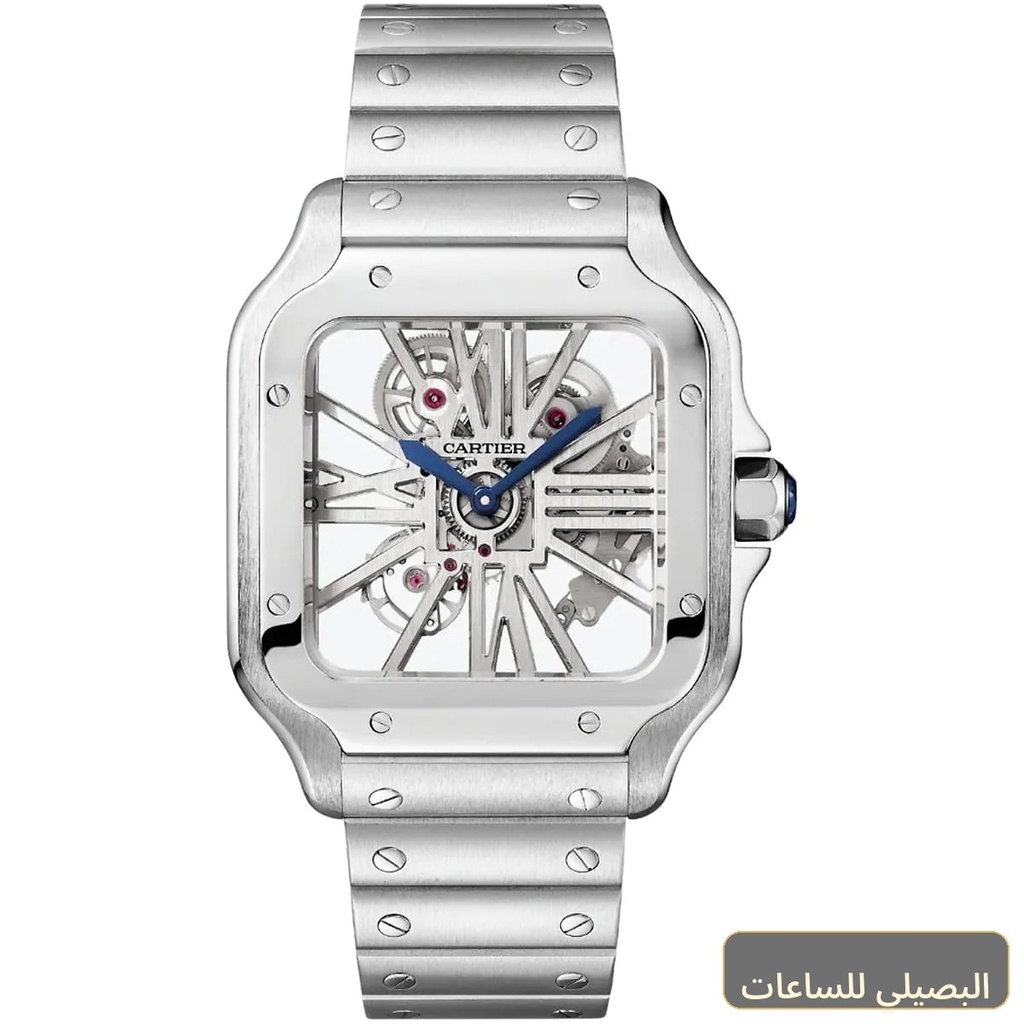 [2426] ساعة كارتييه Cartier رجالي بميناء سكيلتون وسوار فضي