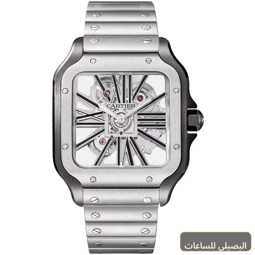 [2429] ساعة كارتييه Cartier رجالي سانتوس Santos بميناء أسود