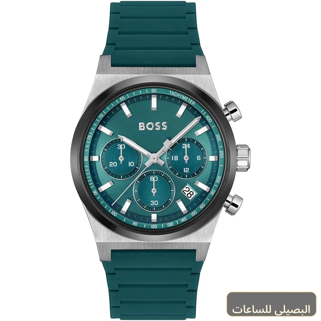[60268] ساعة هوجو بوس كوندور رجالي بسوار سيليكون أخضر 1514244